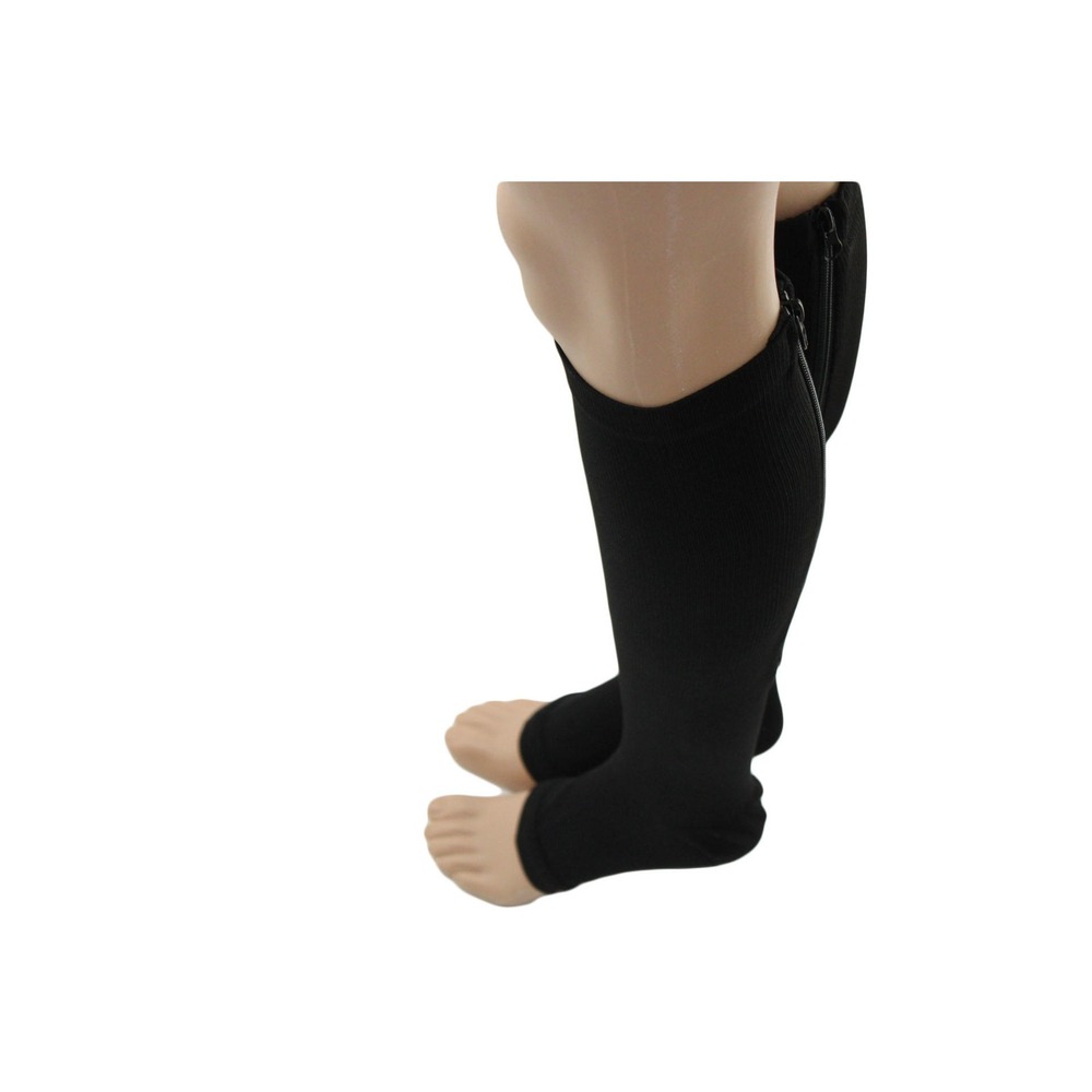 Compression Socks bropite Zipper Open Toe -2 Pairs  15-20 mmHg XXL Black